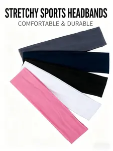 5pcs Sports Headbands Yoga Running Sweat Absorbent Hair Bands, Sweat Absorbing Headband, Casual Style, All Seasons, Elastic Headband, Women's Fitness Accessories