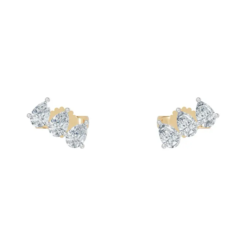 Pear Shape Diamond Trio Stud Earrings