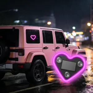 Solar Heart Car Neon Light Wireless LED Eco-Friendly Triangle Shape C-Pillar Modern Stylish IP65 Waterproof 5 Modes Gift Accessory