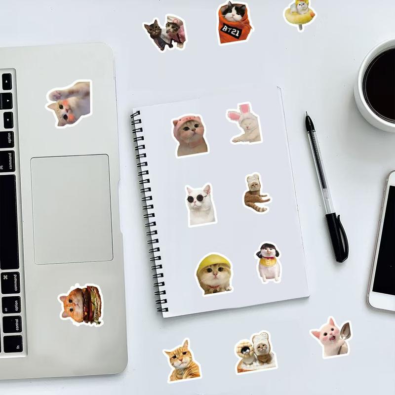 100 Pieces Funny Cat Stickers,Cute Cats Meme Stickers for Water Bottle Laptop, Pet Cat Decal for Luggage Skateboard Bicycle, Vinyl Kitty Animals Sticker