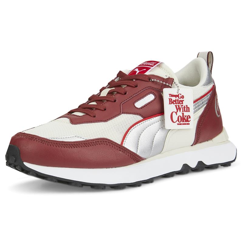 PUMA Womens Coca Cola X Rider Fv Metallic Lace Up Sneakers Shoes Casual - Off White, Red, Silver