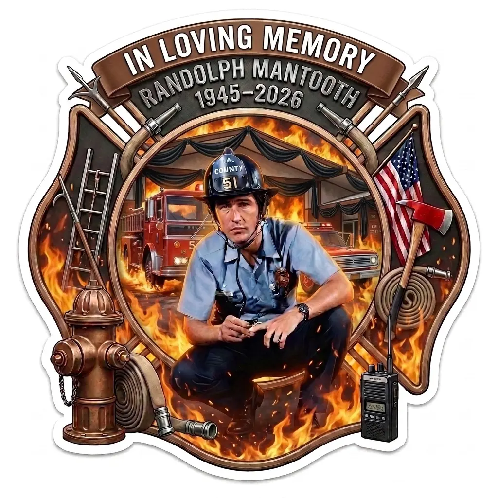 Firefighter Sticker - Emergency Squad 51 Mantooth Version 2 Customer Window Sticker Decal Fire Department, Water Resistant, 2 Inch, 2" Tall Or 3" Wide
