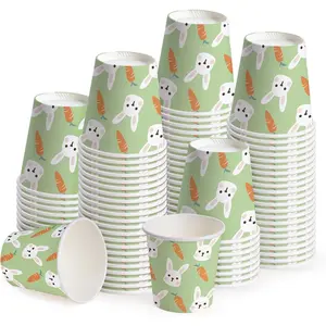 3oz Easter Paper Cups - 100 Pack Disposable Bathroom Cups with Carrot Bunny Design, Small Mouthwash Cup for  Rinse,  Bathroom, Easter,  Shower and Party