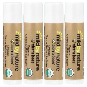 Mild By Nature Sierra Bees™, Organic Lip Balms, Cocoa Butter, 4 Pack, 0.15 oz (4.25 g) Each