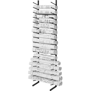 【FathersDayGift】VEVOR Blueprint Storage Rack,  , Hanging Poster Display Rack 16-Tier, Vertical Blueprint Roll File Holder 2 Rolls/tire, Roll File Storage Rack for Blueprint Map Poster
