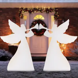 Best Choice Products 3ft Set of 2 Christmas Angel Yard Decorations w/ Weather-Resistant PVC, 4 Stakes