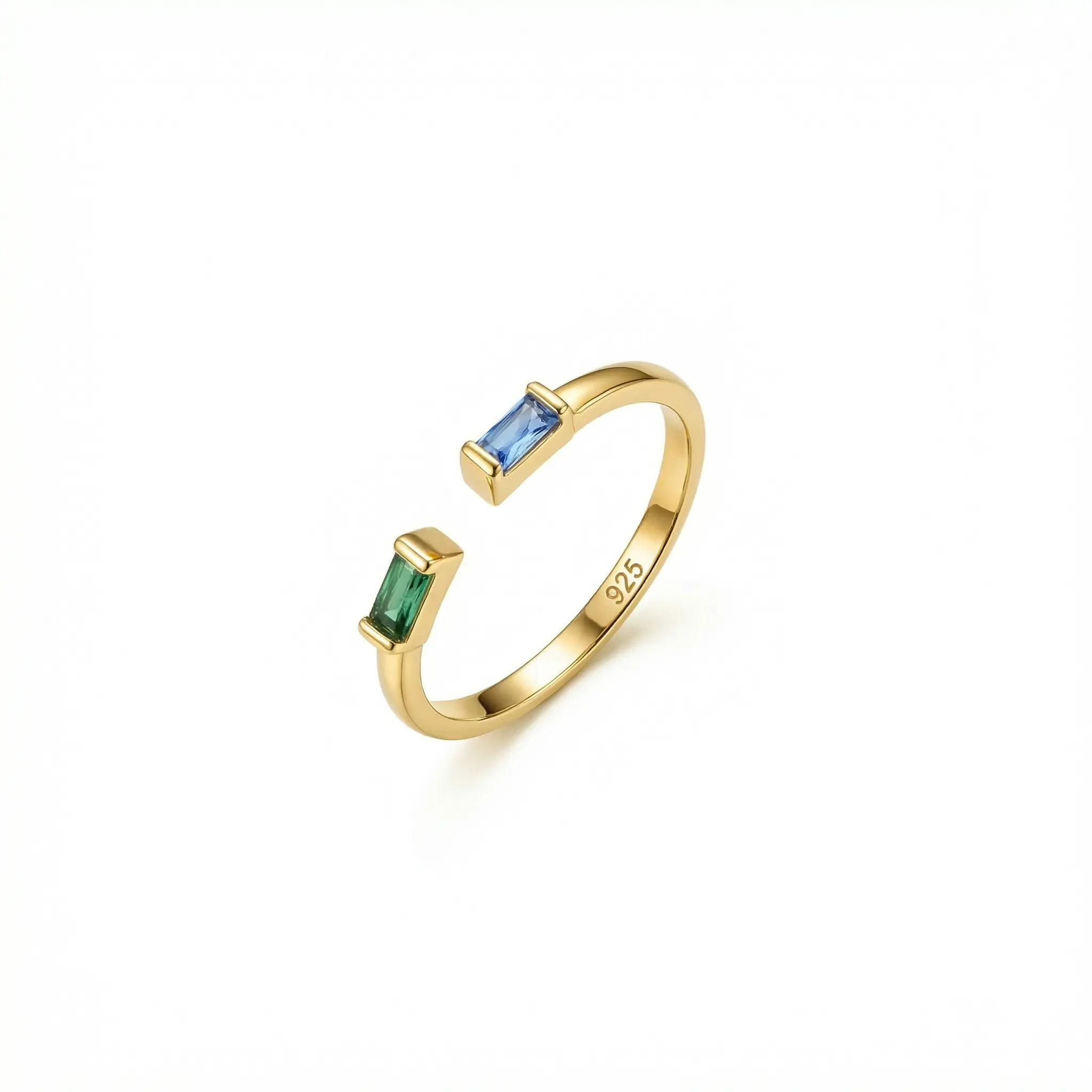 Double Baguette Birthstone Personalized Ring – Solid 925 Sterling Silver, Thick Real 18K Gold Plating – custom birthstone ring, personalized jewelry, gold band, bridesmaid gift – Gift for Her, Mom & Best Friend, Mother's Day, Anniversary & Birthday