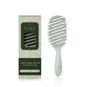 Detangler Hairbrush, Vented Detangling Brush for Straight, Wavy,Curly and Fine Hair, Dry and Wet, Quick Smoothing for Women and Men, Eco-Friendly & Sustainable Material (Green)