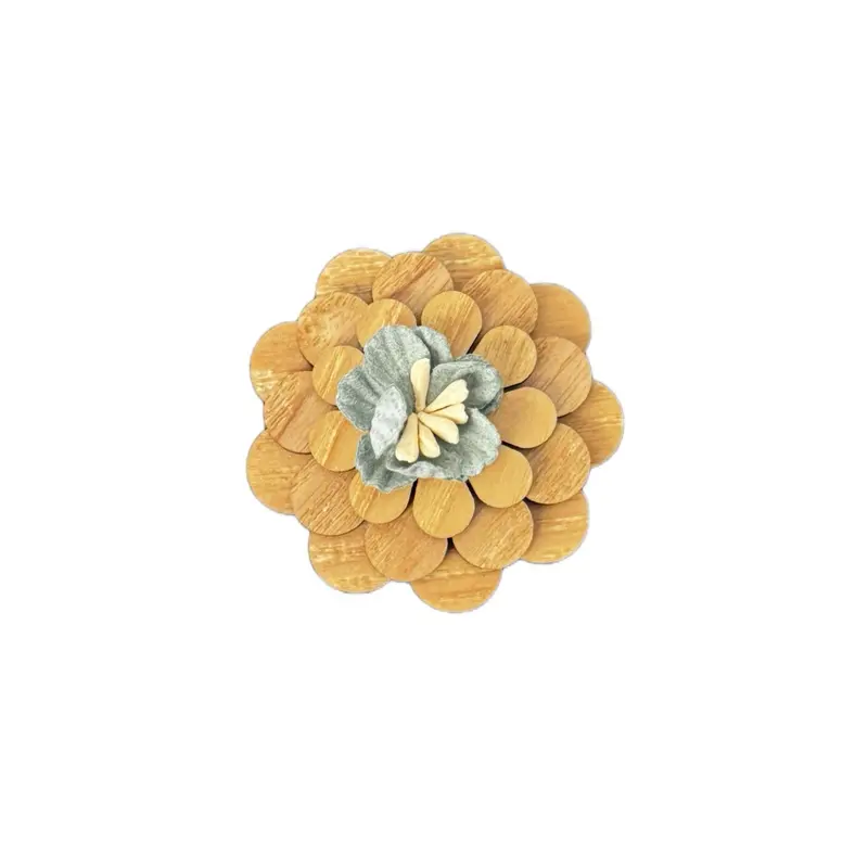Handmade Wooden Flower Brooch Pin for Men or Women Unique Stylus Design Natural Wood Crafted Floral Accessory