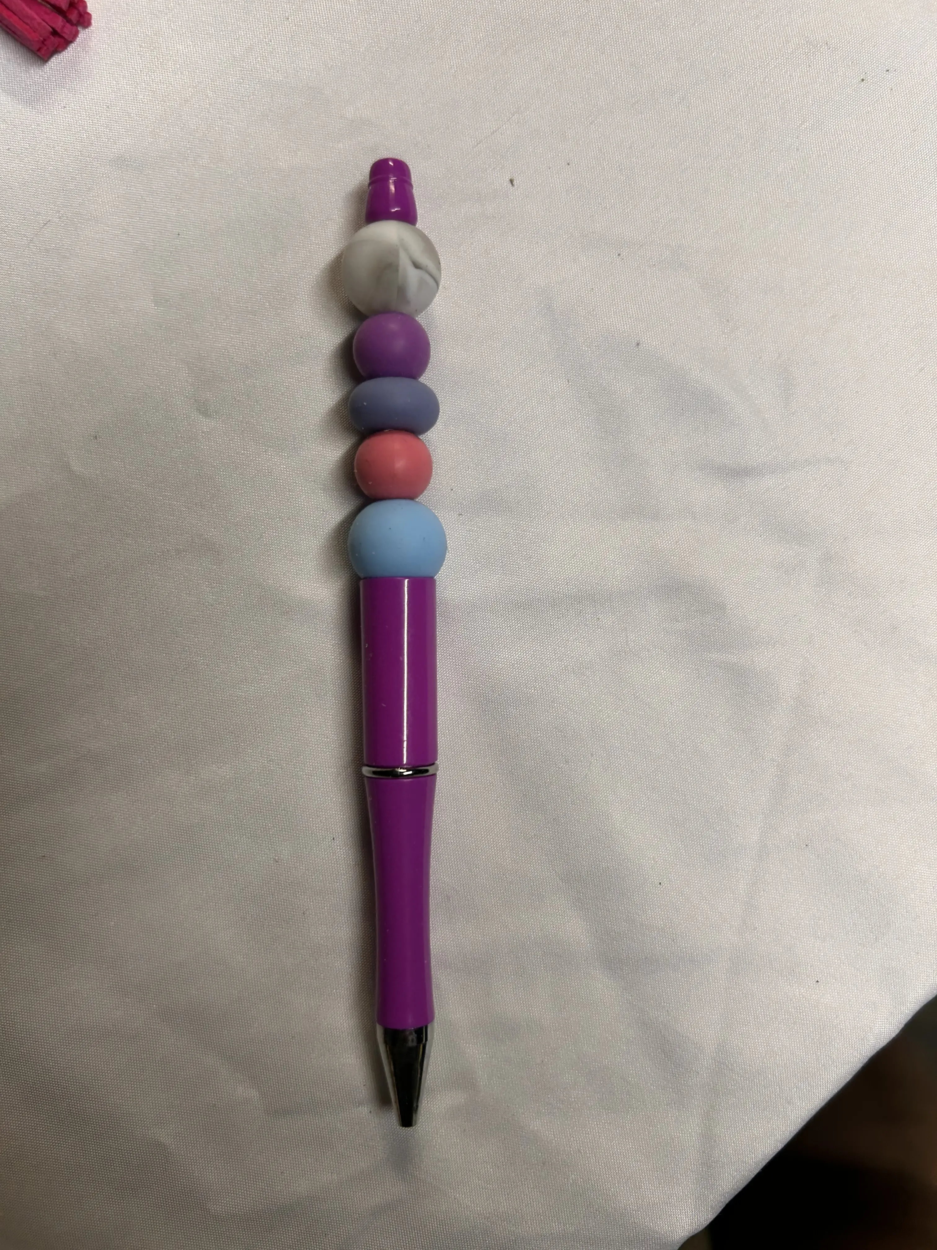Country Mile Customs Light Purple Pen with Fun Style Beads Top Black Ink Custom Made Writing Tool