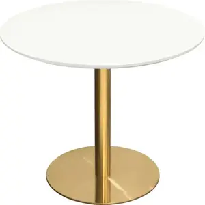 Stella Round Dining Table White Lacquer & Gold