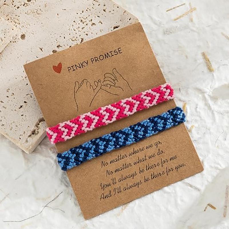 Heart Friendship Bracelets Pinky Promise Pink Best Friends Distance Matching for Women Valentine Couple Family