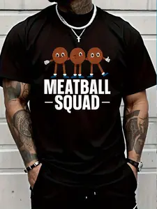 100% Cotton Meatball T-Shirt Women's Men's Graphic Tee Crew Neck summer vacation Tops