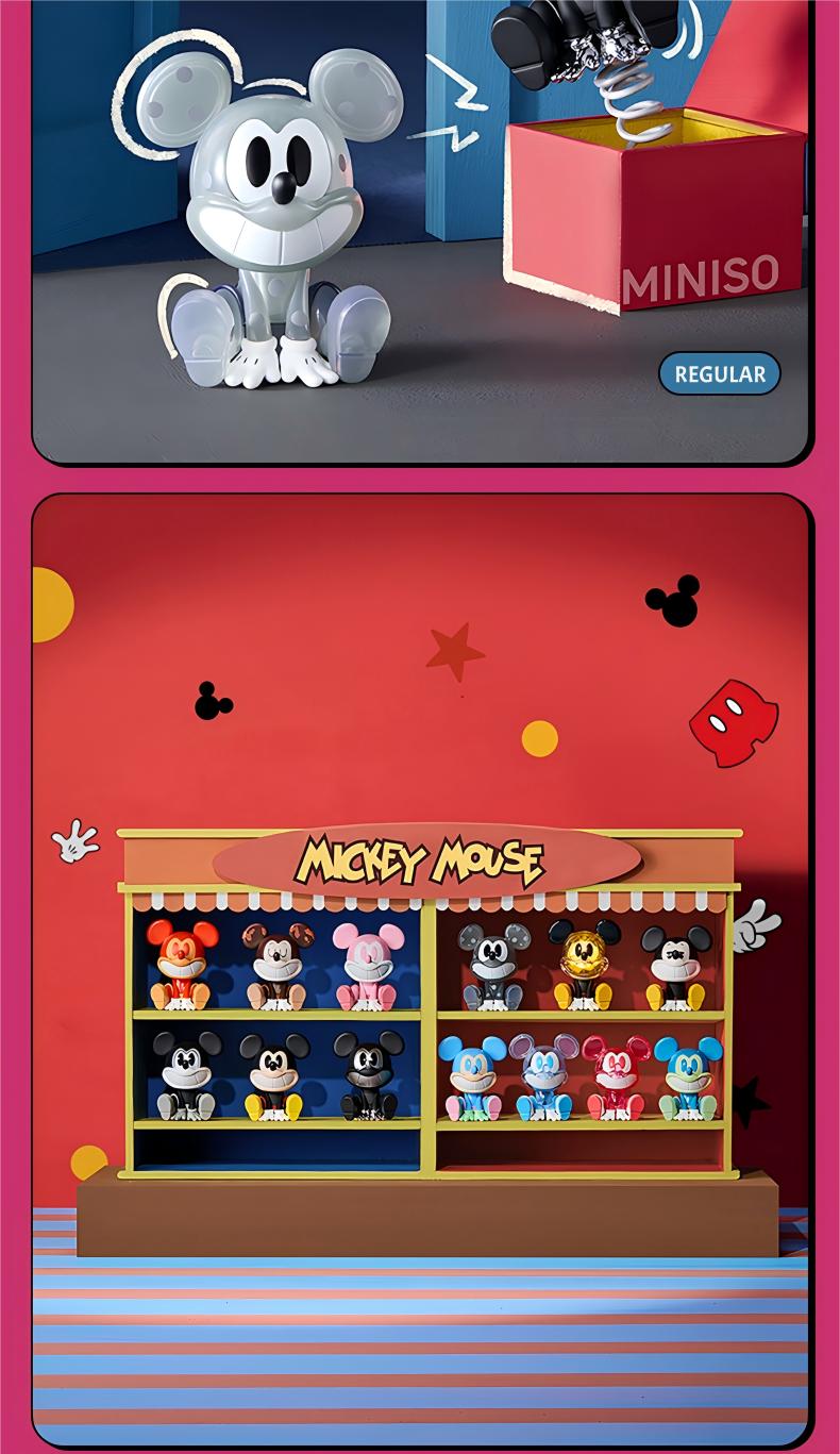 Miniso Disney Mickey Laughing Gravity Icon Box Blind Box Stylish Luminous Desing Cute Collectible Figurine for Halloween Holiday Christmas Gift for Mickey Lovers Kids Fans