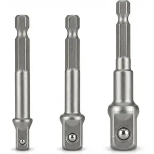 3 count  Socket Adapter Set, Heavy Duty Drill Socket Adapter Set,  Driver Socket Adapter, 3/8 to 1/2, 1/4 to 3/8, 1/4 to 1/2 Socket Adapter, 1/4-Inch Hex Shank