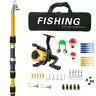 Ultra-Light Fishing Rod and Reel Set, Telescopic Rod + Spinning Reel, Includes Hooks and Accessories, Freshwater and Saltwater Fishing Gear, Fishing Supplies