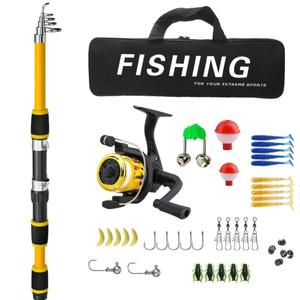 fishing rod & reel set, 1 set telescopic fishing rod & reel combo with carrier bag, fishing gear, outdoor fishing accessories, fishing lures kit