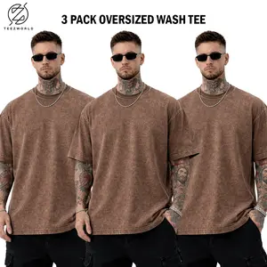 Combo 3 Pack - Oversized Washed T Shirt 3 Pack, Vintage Brown Acid Wash Tee, Loose Fit Streetwear, Soft Breathable Cotton Shirt, Lightweight Summer Tee, Cool And Comfortable Feel, Casual Everyday Outfit, Relaxed Fit Top, Minimalist Solid Color Tee