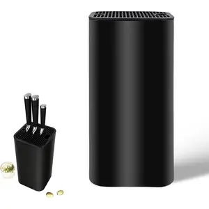 Knife Block Detachable Square Knife Storage Holder (Knives Not Included) Black Kitchen Knife Stand