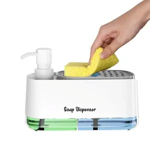 Hand and Dish Soap Dispenser Set for Kitchen, Dual Soap Dispenser with Sponge