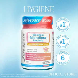 【NEW】Life Space Women's Microflora Probiotic 6.3 Billion CFU 6 Strains for Healthy Microflora pH & Urinary Tract Health Feminine Hygiene Vegetarian Capsules