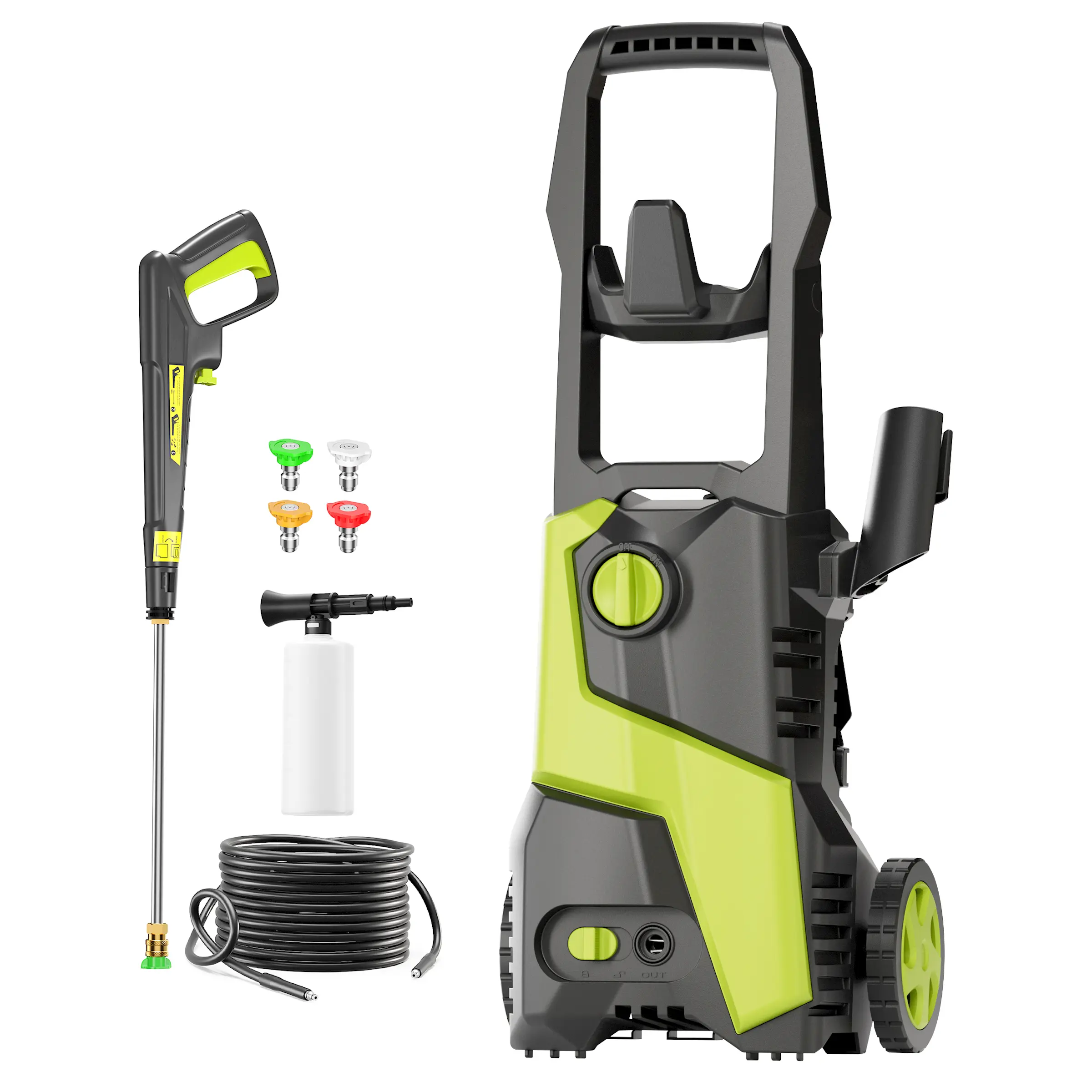 Electric Pressure Washer 4200PSI MAX 2.5GPM, Retractable Hose Reel, Multi-Surface Cleaning, Flexible Cleaning, with 4 Adjustable Nozzle, 500ML Foam Cannon, Stainless Steel Lance, Total Stop System for Car, Home, Yard, Garden, Outdoor Cleaning