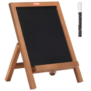 VEVOR Tabletop Chalkboard Sign, Message Signs with Chalks, Freestanding Framed Memo Board, Vintage Wooden Magnetic Chalk Board, Rustic Brown Chalk Boards, 10"x14", For Kitchen, Home Decor, and Weddin