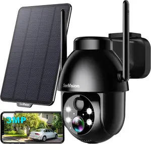 SeeVision 4G LTE Cellular Solar Wireless Outdoor Security Cameras, Solar Powered 3MP Camera 2K Security Camera for No WiFi, PIR Motion Detection,Siren,Color Night Vision, SD/Cloud Storage (SIM Card Included)