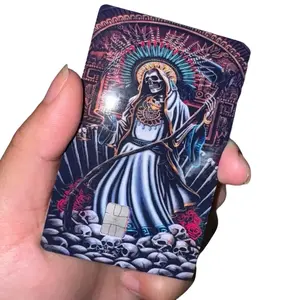 Credit Card Skin Sticker Small Chip with Unique Design Featuring a Skull Motif and Colorful Artwork