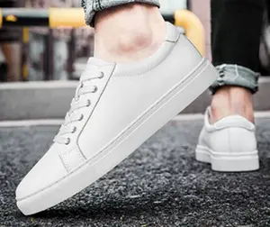 Men’s Soft Calfskin White Trainers – Genuine Leather, White Casual Shoes, Suit-Friendly Sneakers, Trendy and Versatile