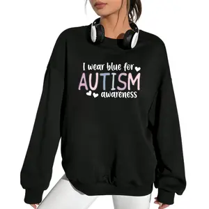 Blue Long Sleeve Sweatshirt for Autism Awareness Month – I Wear Blue Message