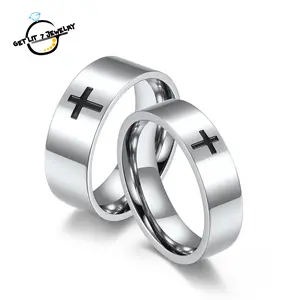 Simple Cross Titanium Steel Ring, Fashionable & Versatile Couple's Matching Rings, Anniversary Gift