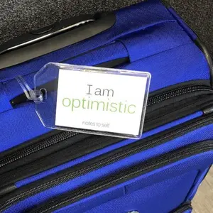 I am optimistic™ + I am smiling™ luggage tag