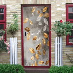 2pcs Luxury Gold Silver Leaf Vine Wall Stickers Stereo Simulation Plant Decorative Stickers Self Adhesive Removable Living Room Bedroom Entrance Background Wall DecalsHome Decor Supplies Collage Self-Adh