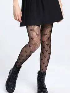 Women's Sexy Heart Pattern Fishnet Tights, Fitted, Versatile and Stylish, One Pair for Sensational