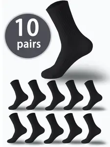 Men's High Elasticity Mid-Calf Socks, Soft Breathable Comfort, Casual All Seasons, Plain Design, Fashion Premium Socks for Men and Women