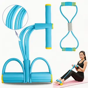 6 Tube Elastic Yoga Resistance Band with 8 Letter Pull Rope, Multifunctional Latex Tension Rope, Fitness Equipment for Abdominal, Waist, Back, Arm, Leg Exercises, Workout Band