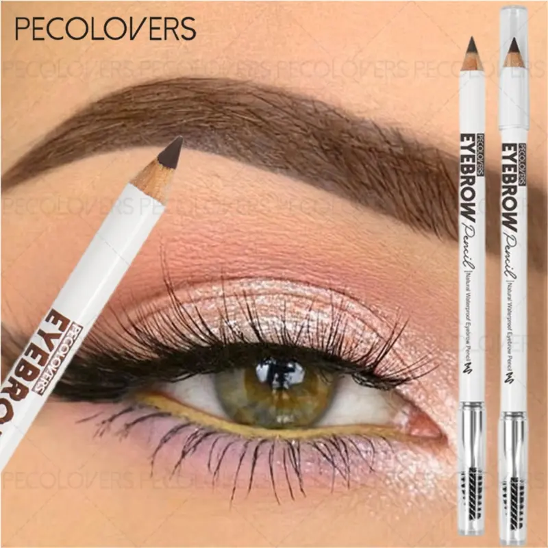 1pc 2-in-1 Waterproof Brow Pencil Kit, Cosmetic Eyebrow Pencil, Eyebrow Liner, 24H Sweat-Proof & Transfer-Resistant Wear, Dual-Ended Design with Pencil & Spoolie Brush, Suitable for All Skin Types, Beginner-Friendly Eyebrow Makeup Products