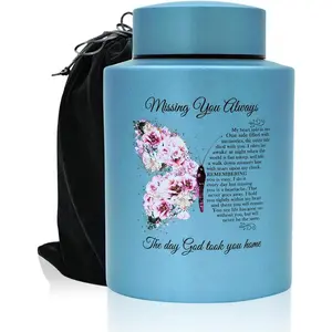 Up to 60 lbs Small Cremation Urns for Adult Male Female Ashes, Decorative Memorial Mini Keepsake Urn for Human Child Ashes with Velvet Bag(Butterfly)