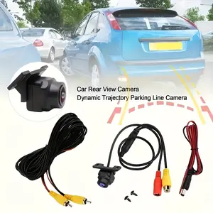 Dynamic Trajectory Guide Line Reverse Rear View Backup Camera Moving Guide Line  Automatic Reversing Camera Full Color Night Vision Easy Installation for Cars SUVs RVs Pickups Truck Rearview System Automotive