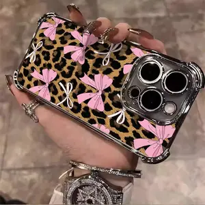 Fashion Bowknot & Leopard-pattern Phone Case - Protective Casing for iPhone 16/15/14/13/12/11 Xs Pro Max Plus, A038 leopard-print pattern phone case