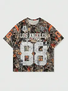 Men's Fashion Plant Camo Print Round Neck T-Shirt, Comfortable Fit, Perfect for Daily Wear, Summer Style, Unique Design