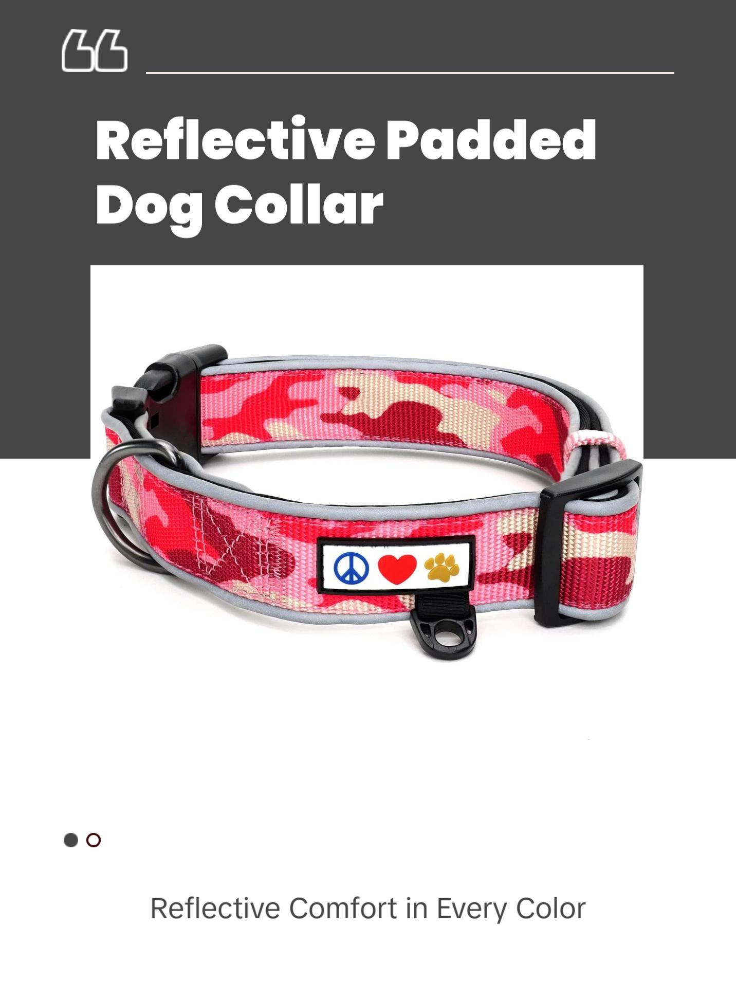 Camouflage Dog Collar Padded Dog Collar Reflective Dog Collar Puppy Collar Training Dog Collar Medium Dog Collar/Large Dog Collar Camo Pink Dog Collar