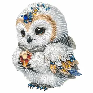 Cute Owl Theme Diamond Painting Kit, 5D Diamond Art Set with Drill Tools, DIY Kits, Perfect Gift for Craft Lovers & Beginners