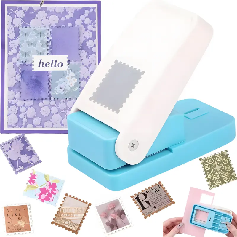 Postage Stamp Punch for DIY Crafts | Rectangle Paper Punch Tool with Perfect Stamp Edges, Scrapbook Punch for Junk Journals, Handmade Cards, Albums & Creative Paper Projects, Easy Lever Craft Tool for Scrapbooking, Card Making and DIY Decorations