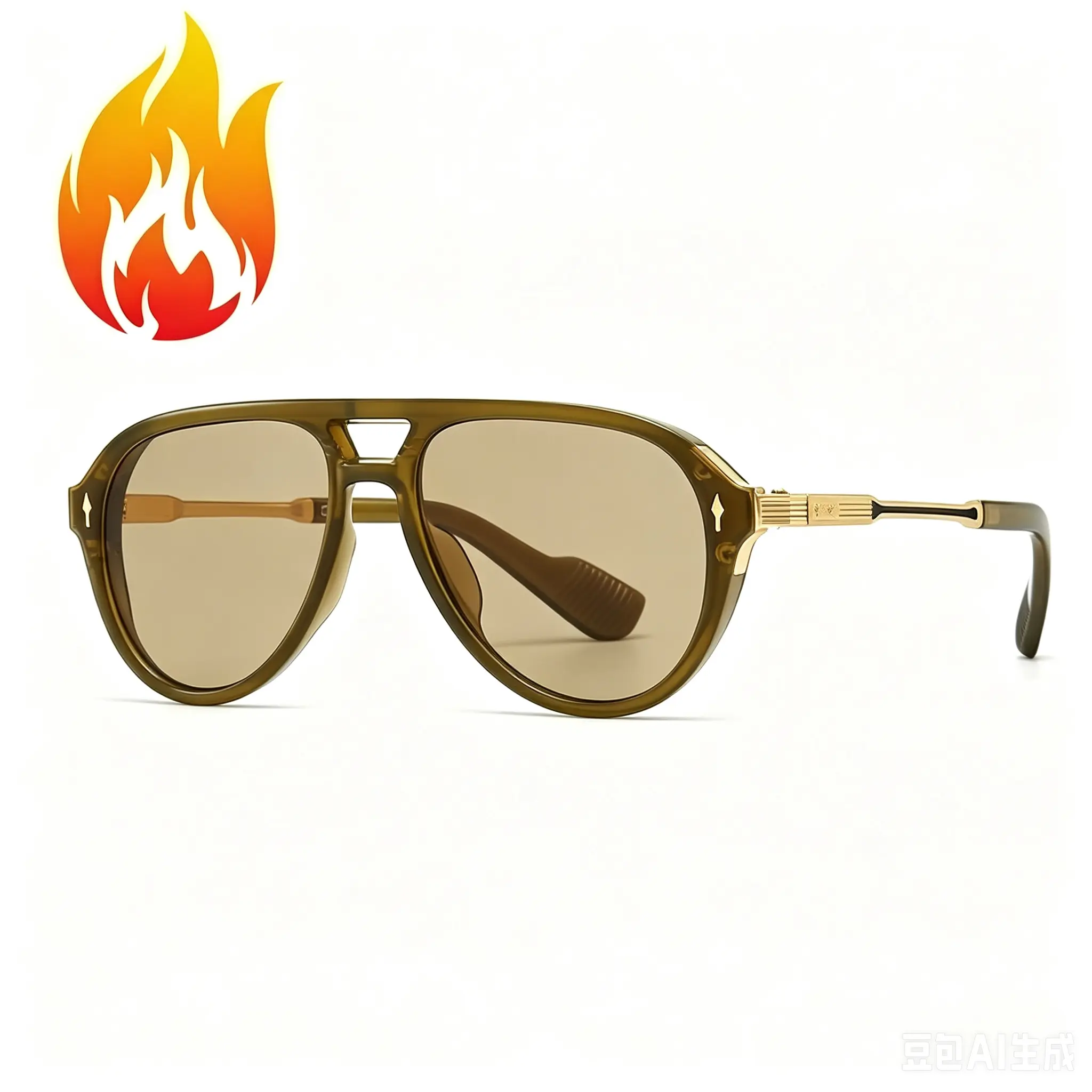 Oversized Double Bridge Aviator Sunglasses For Women Men Retro Pilot Frame UV400 Protection Fashion Gradient Lens Shades For Driving Travel