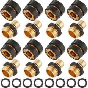 8 Set Quick Connect Hose Fittings for Garden Hose Quick Connector with Gasket, 3/4 Inch GHT Male and Female Attachment Quick Release Water Hose Adapter