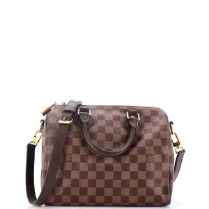 Pre-owned Louis Vuitton Canvas Coated Top Handle Bags Speedy Bandouliere Bag Damier 25 by Rebag