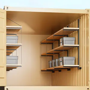 📦 Stack up, not out. 1100-lb steel container shelf brackets hook on in 5 minutes—no tools, no drilling, 2 pieces