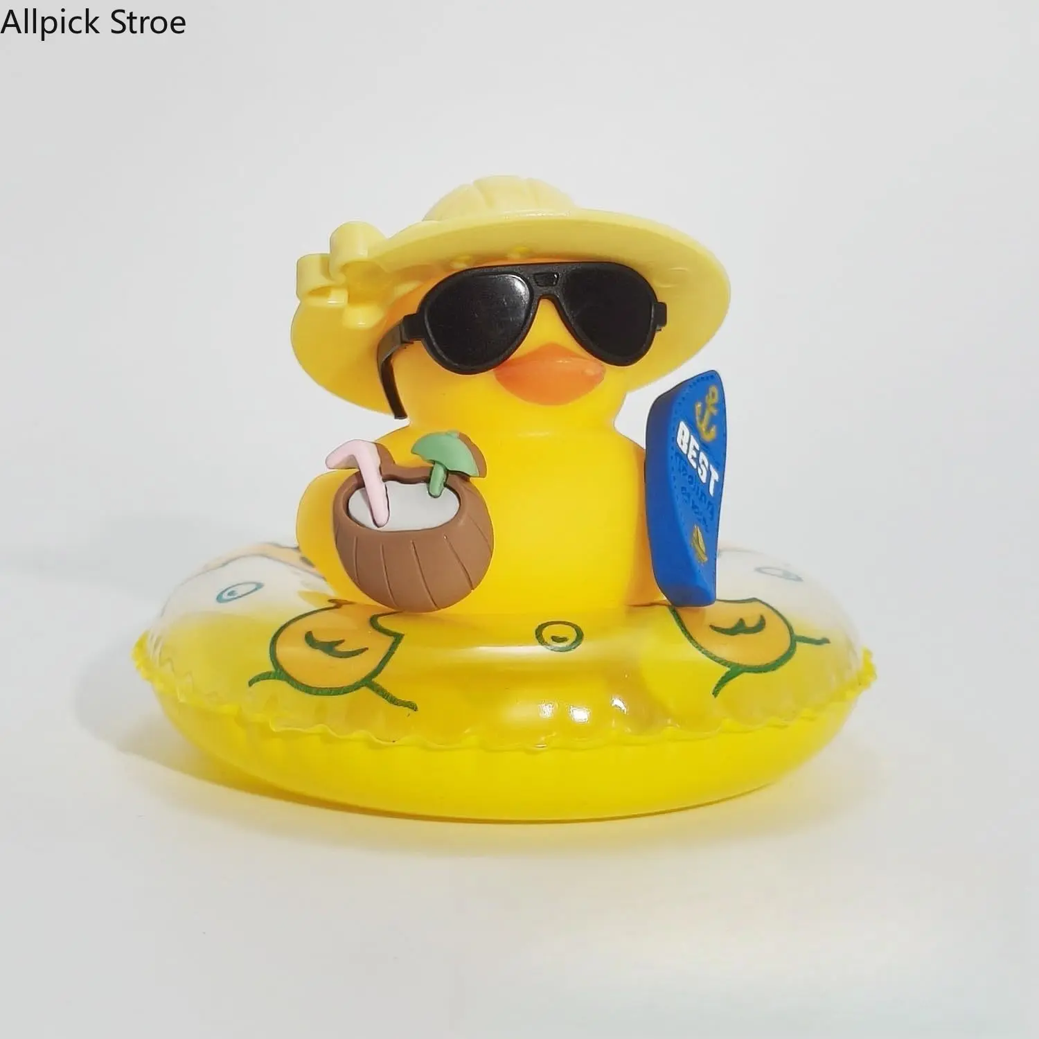 1/3PCS Cute Rubber Duck Car Dashboard Charm, Vacation-Style Ornament with Sunglasses & Swim Ring, Accessories for Car, Desk Decor & Unique Gift Idea for Women Car Decorations Car Trinkets